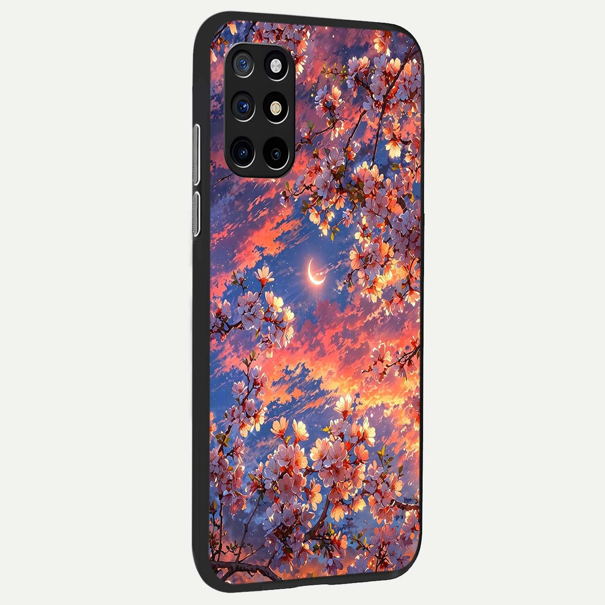  Celestial Sakura Sunset back cover For OnePlus 8T slim fit glass case with vibrant aesthetic design