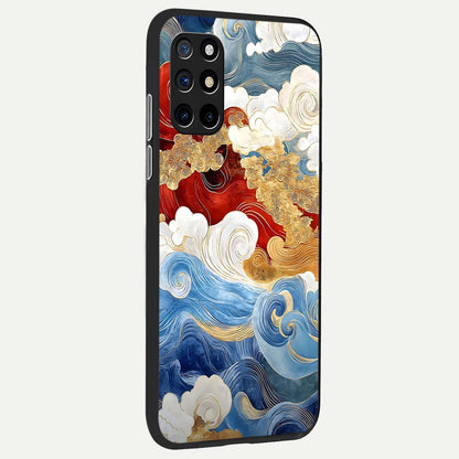  Colored Waves back cover For OnePlus 8T slim fit glass case with vibrant aesthetic design