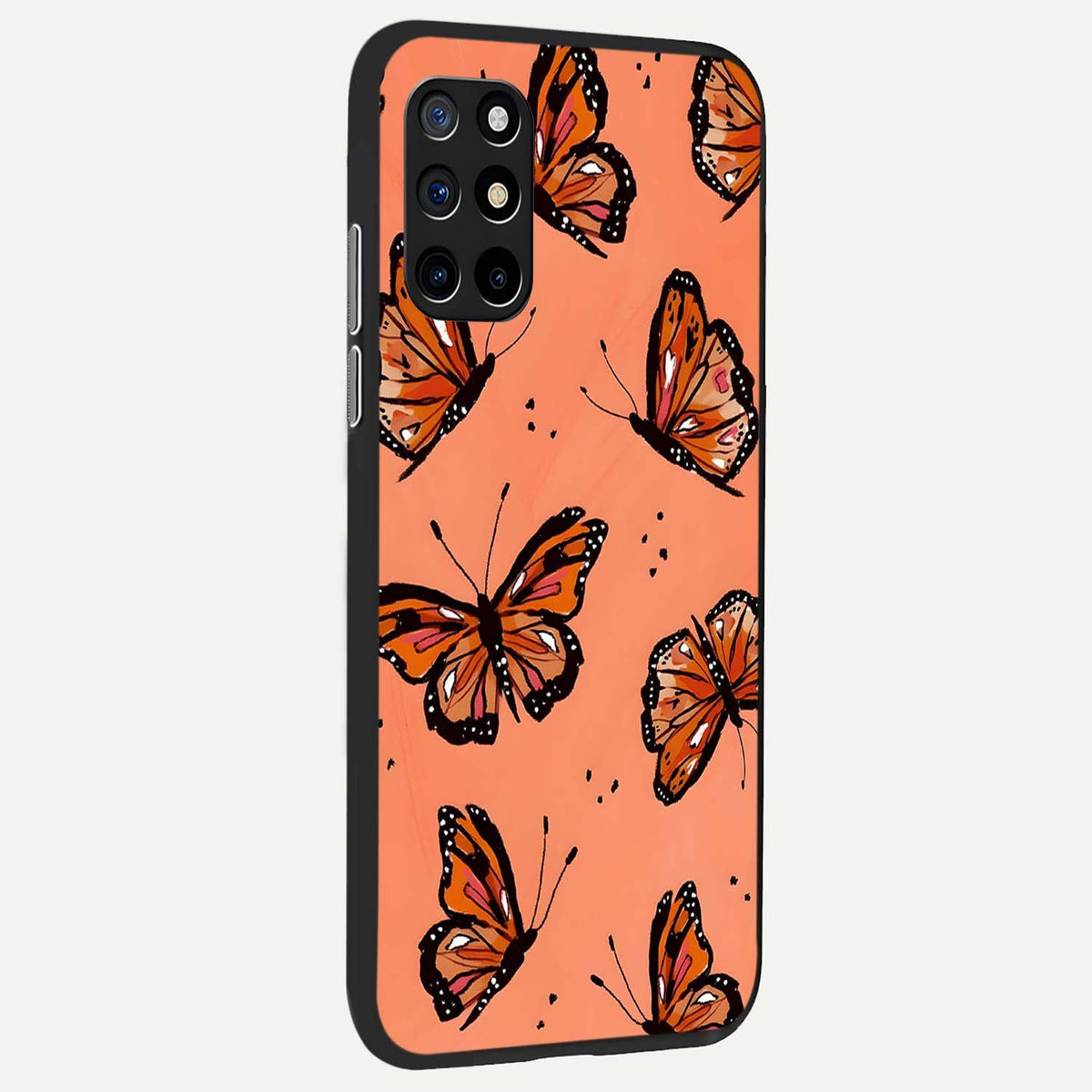  Coral Wing Butterfly back cover For OnePlus 8T slim fit glass case with vibrant aesthetic design