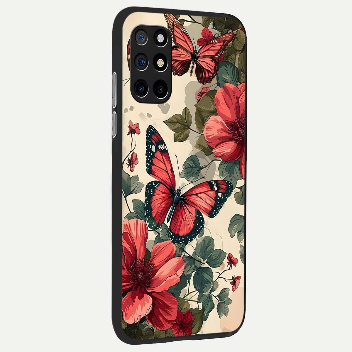  Crimson Butterfly Garden back cover For OnePlus 8T slim fit glass case with vibrant aesthetic design