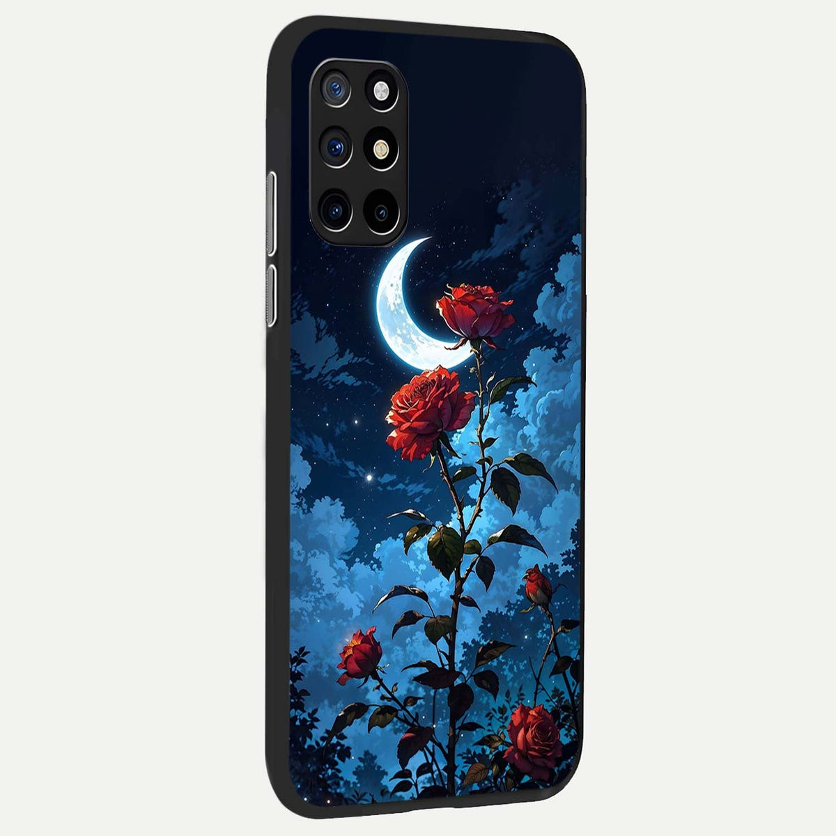  Crimson Rose Moon back cover For OnePlus 8T slim fit glass case with vibrant aesthetic design