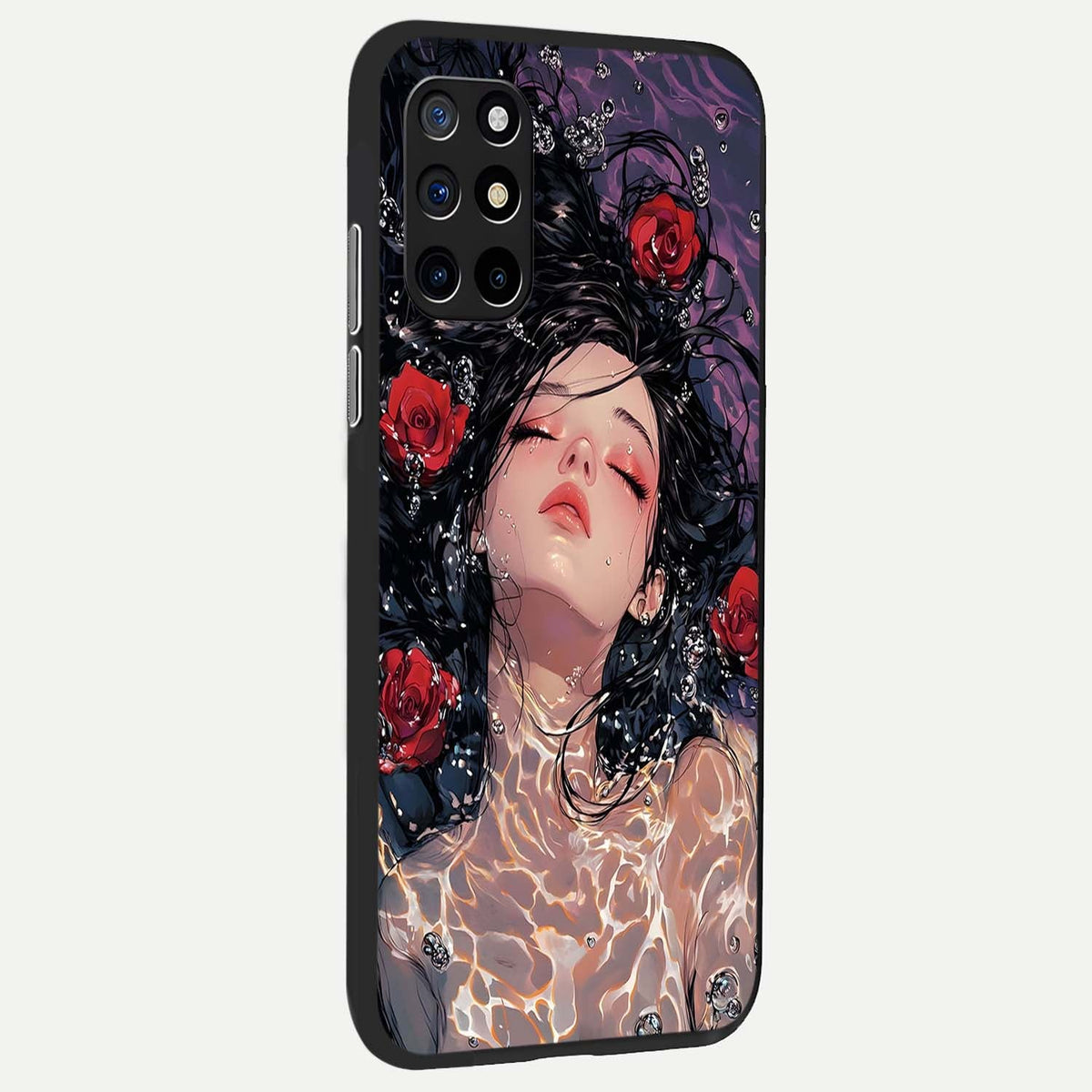  Crimson Rose Serenity back cover For OnePlus 8T slim fit glass case with vibrant aesthetic design