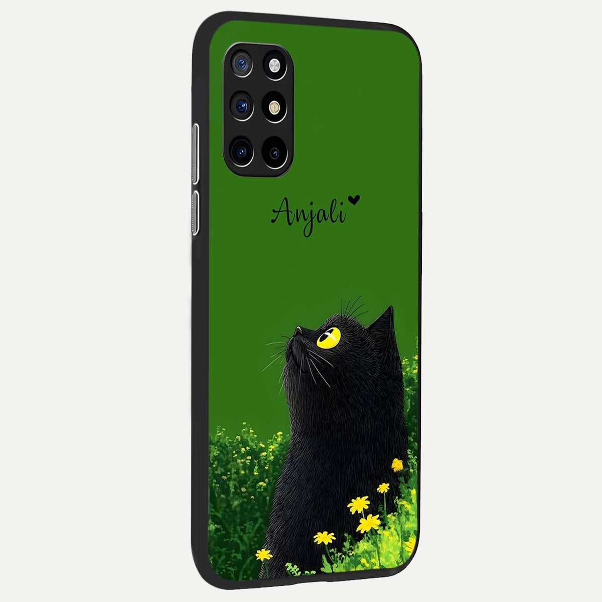  Emerald Cat Custom Name back cover For OnePlus 8T slim fit glass case with vibrant aesthetic design