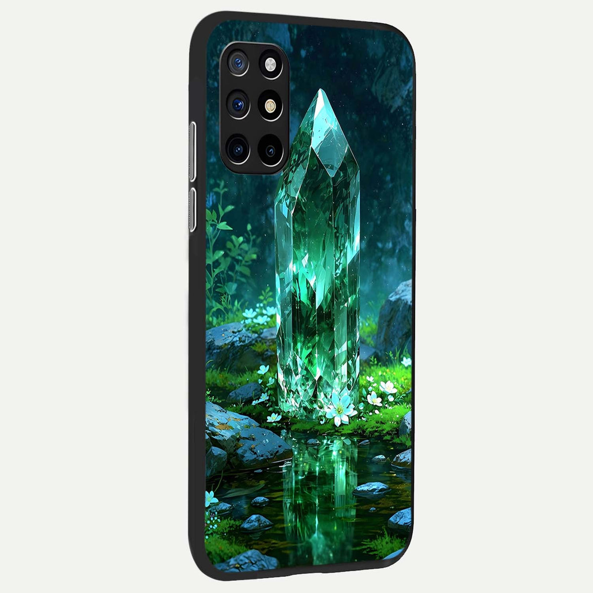  Emerald Light Crystal back cover For OnePlus 8T slim fit glass case with vibrant aesthetic design