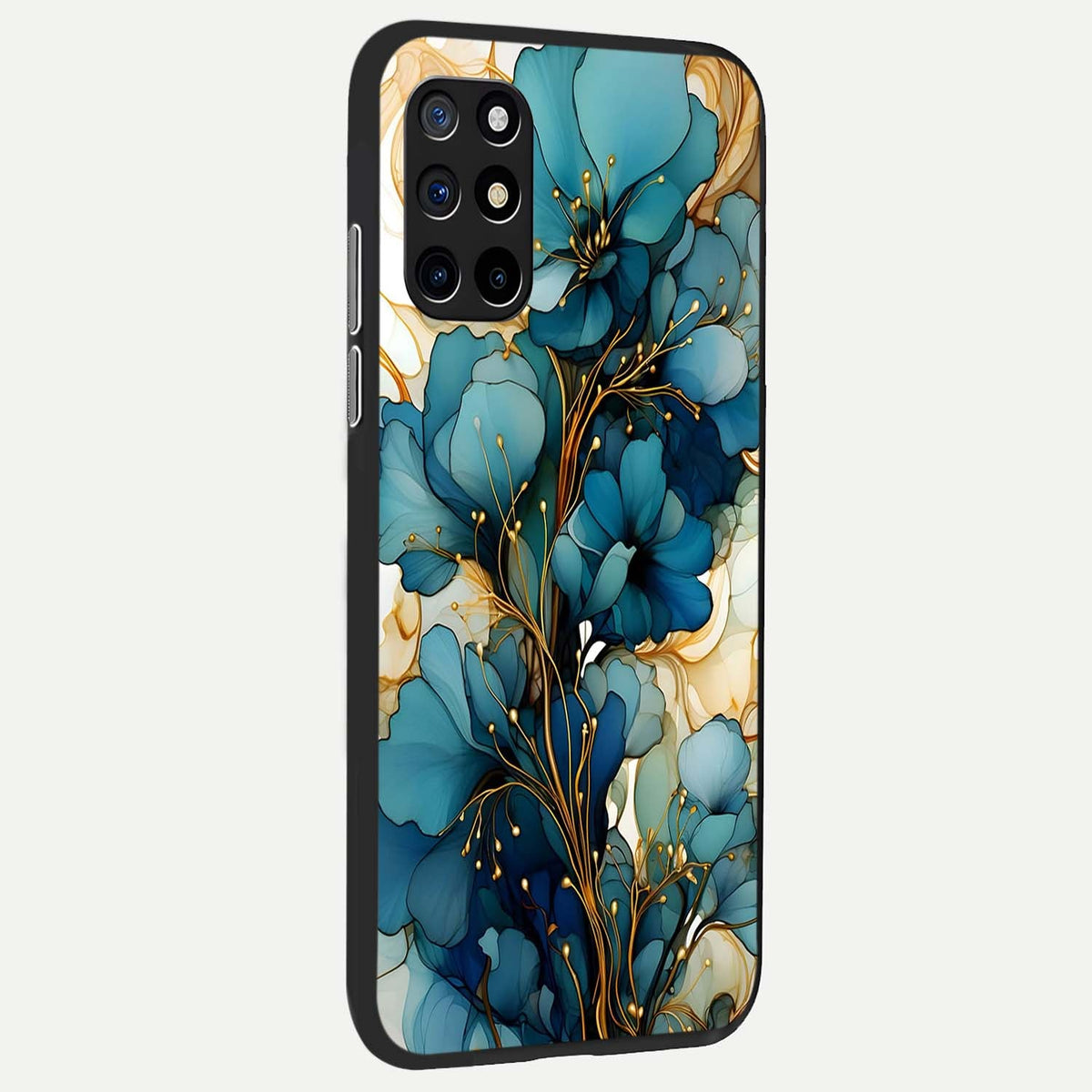  Golden Bloom Symphony back cover For OnePlus 8T slim fit glass case with vibrant aesthetic design