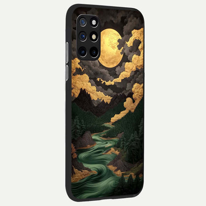  Golden River Moon back cover For OnePlus 8T slim fit glass case with vibrant aesthetic design