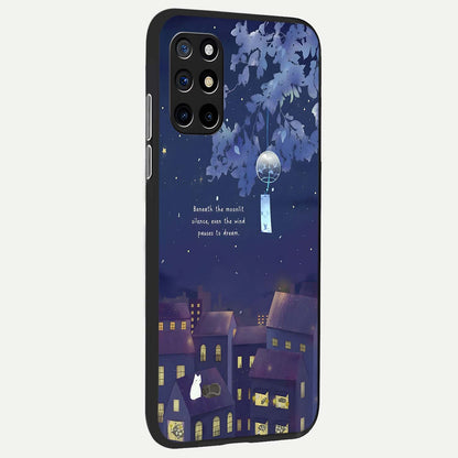  Moonlit Cat Silence back cover For OnePlus 8T slim fit glass case with vibrant aesthetic design