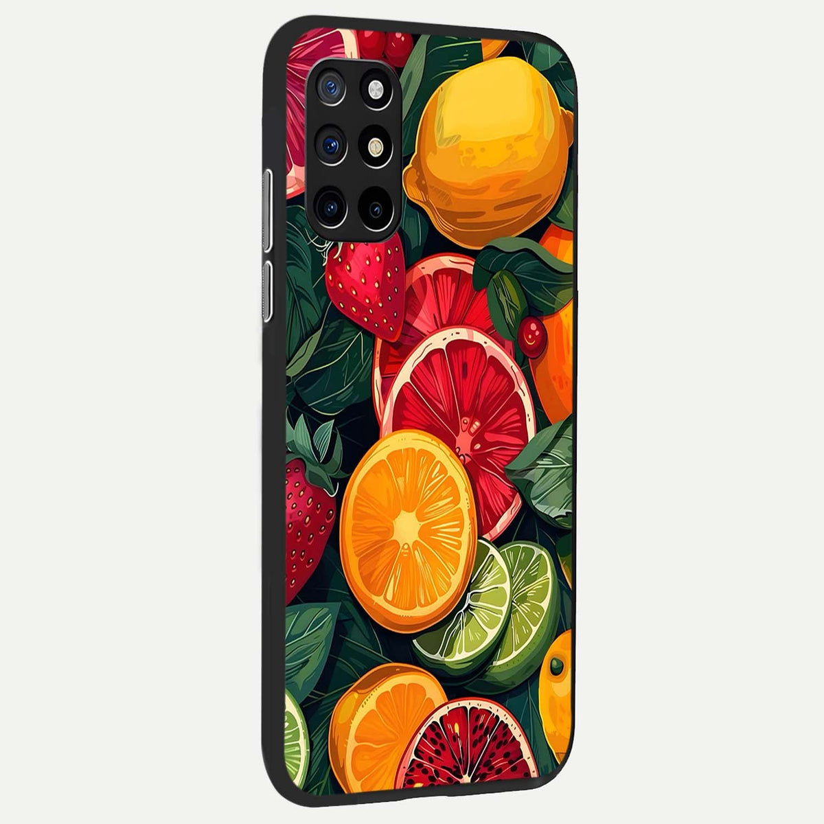 Multiple Fruits back cover For OnePlus 8T slim fit glass case with vibrant aesthetic design