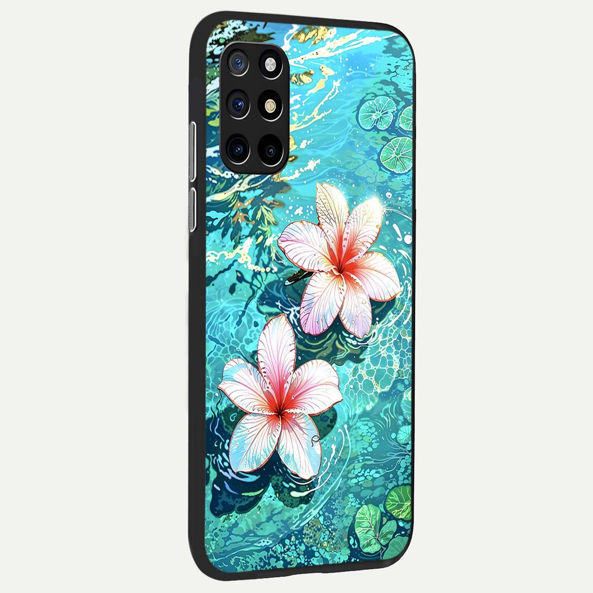  Pink Flowers in Water back cover For OnePlus 8T slim fit glass case with vibrant aesthetic design