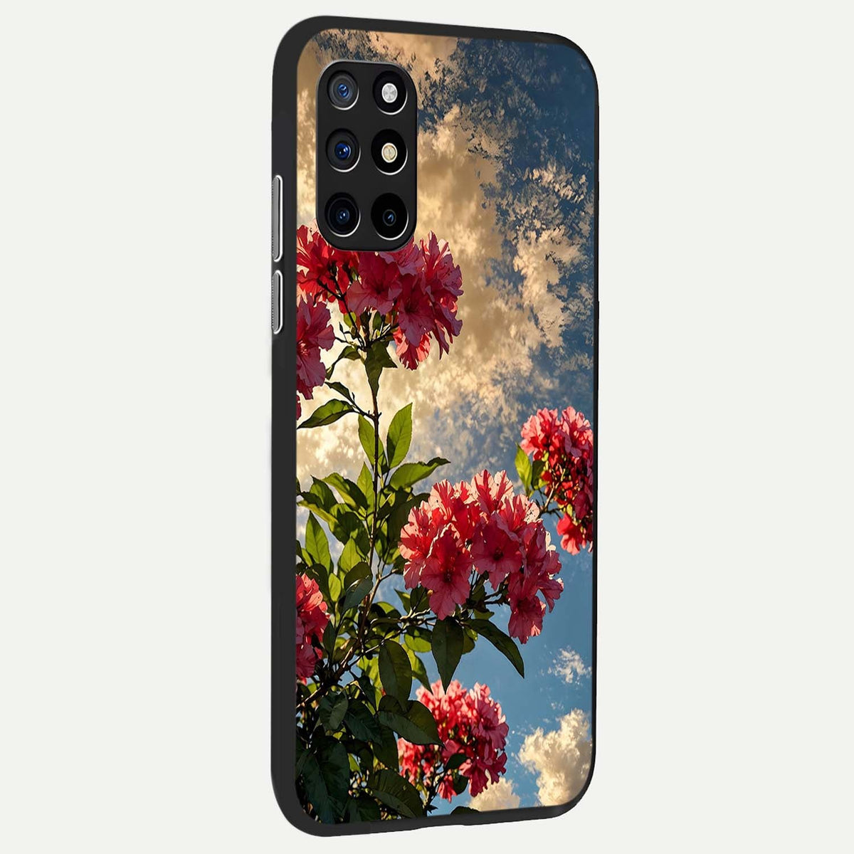  Red Bloom Skies back cover For OnePlus 8T slim fit glass case with vibrant aesthetic design