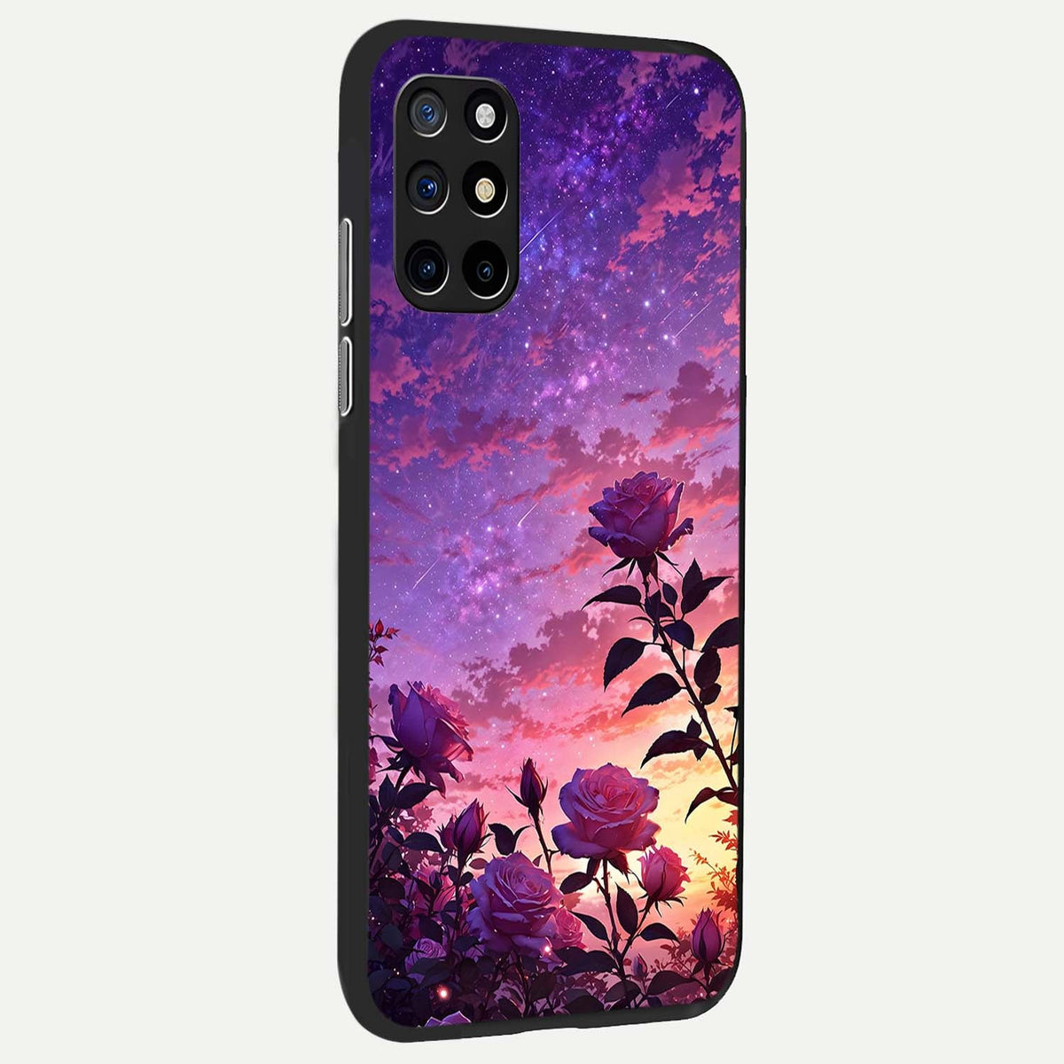  Starlit Rose Twilight back cover For OnePlus 8T slim fit glass case with vibrant aesthetic design