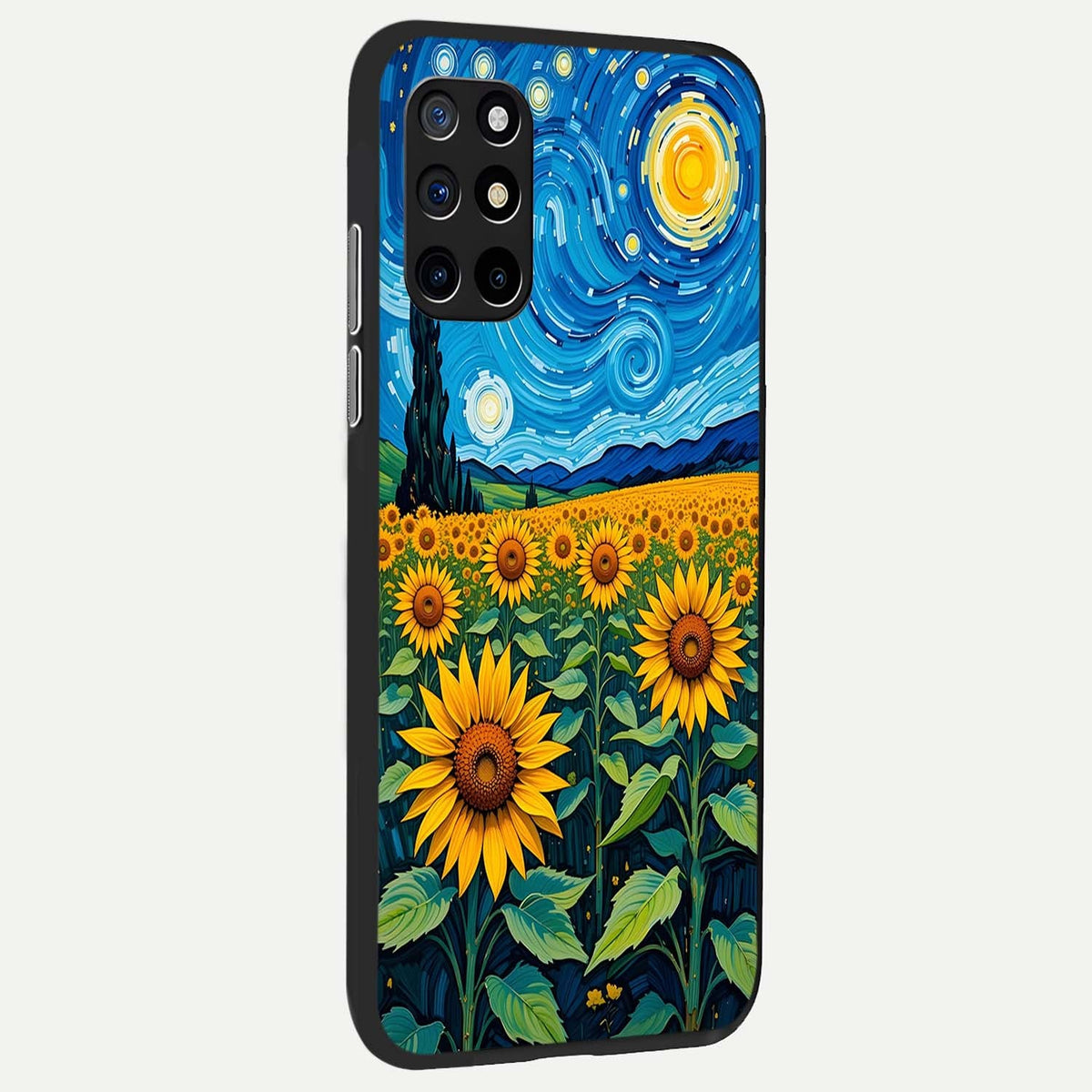  Starry Sunflower Dreams back cover For OnePlus 8T slim fit glass case with vibrant aesthetic design