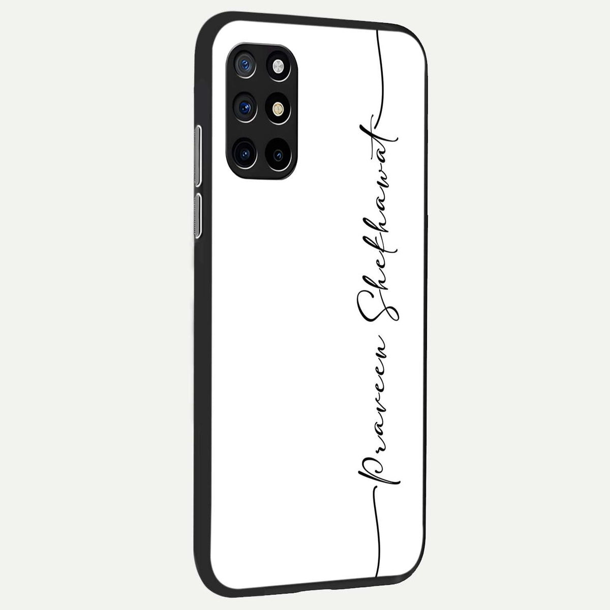  White Tune Custom Name back cover For OnePlus 8T slim fit personalized glass case with aesthetic design