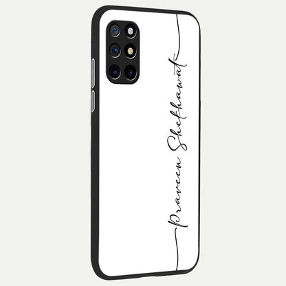  White Tune Custom Name back cover For OnePlus 8T slim fit personalized glass case with aesthetic design