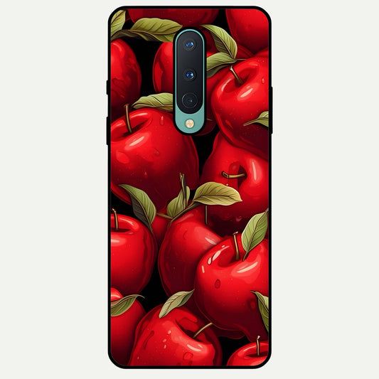  Apple Pattern Glass Case For OnePlus 8 back cover – full design glossy printed glass finish