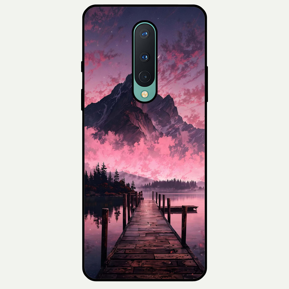  Beautiful Mountain View Glass Case For OnePlus 8 back cover – full design glossy printed glass finish