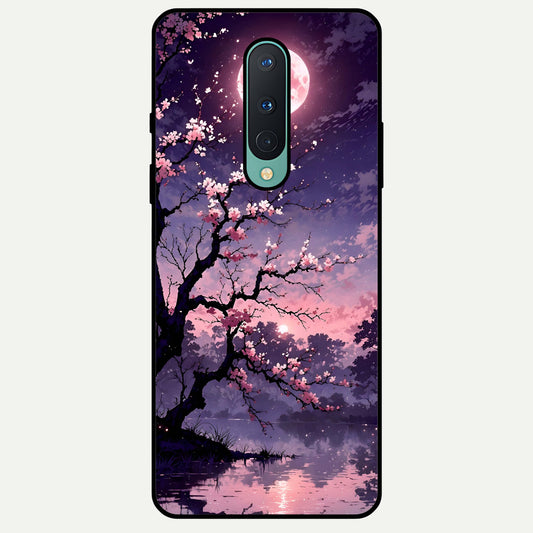  Blossom Pink Moon Glass Case For OnePlus 8 back cover – full design glossy printed glass finish