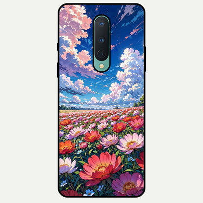  Blossom Sky Field Glass Case For OnePlus 8 back cover – full design glossy printed glass finish