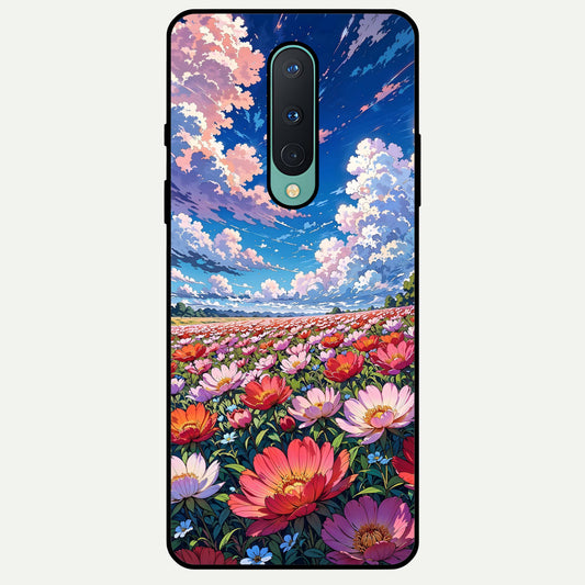  Blossom Sky Field Glass Case For OnePlus 8 back cover – full design glossy printed glass finish