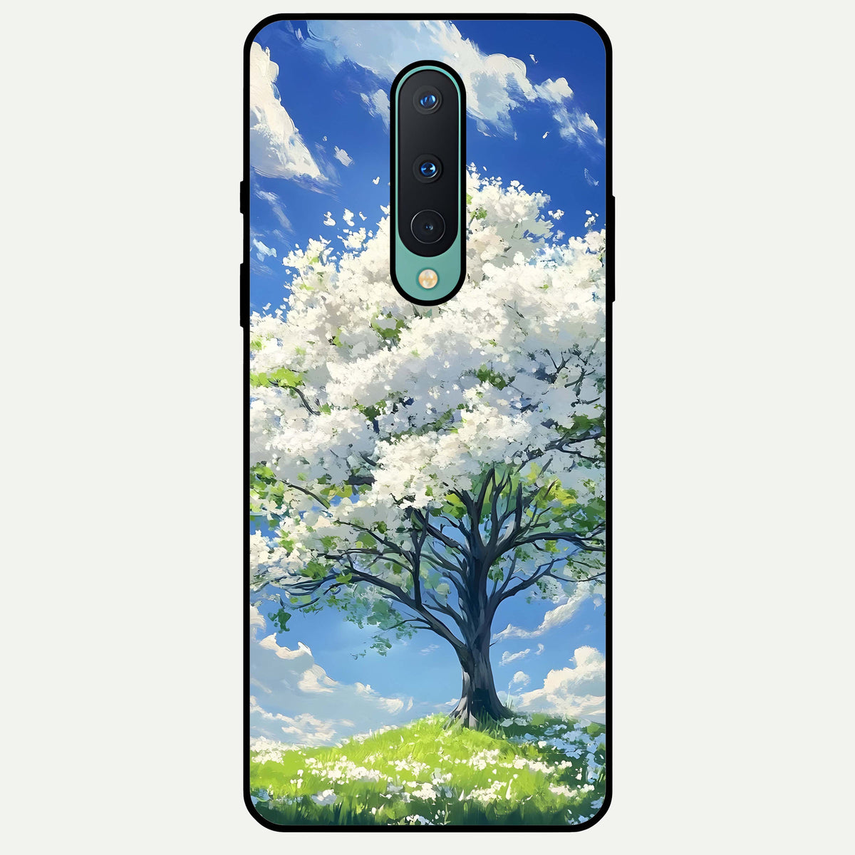  Blossom Sky Serenity Glass Case For OnePlus 8 back cover – full design glossy printed glass finish