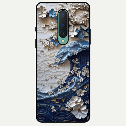  Blossom Wave Art Glass Case For OnePlus 8 back cover – full design glossy printed glass finish