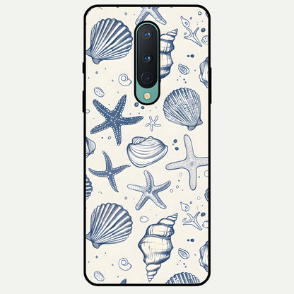  Blue Ocean Outline Glass Case For OnePlus 8 back cover – full design glossy printed glass finish