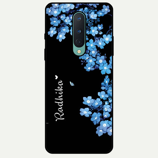  Blue Petal Dream Custom Name Glass Case For OnePlus 8 back cover – full design glossy printed glass finish