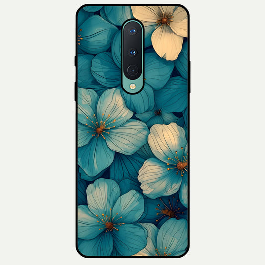  Blue Shade Floral Glass Case For OnePlus 8 back cover – full design glossy printed glass finish
