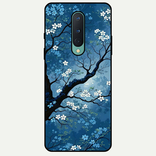  Blue Tree Serenity Glass Case For OnePlus 8 back cover – full design glossy printed glass finish