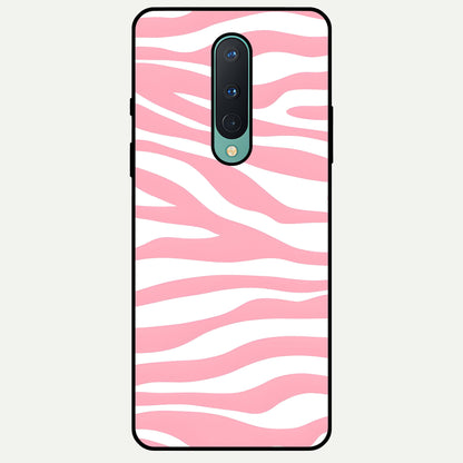  Blush Zebra Flow Glass Case For OnePlus 8 back cover – full design glossy printed glass finish