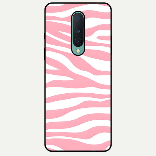  Blush Zebra Flow Glass Case For OnePlus 8 back cover – full design glossy printed glass finish