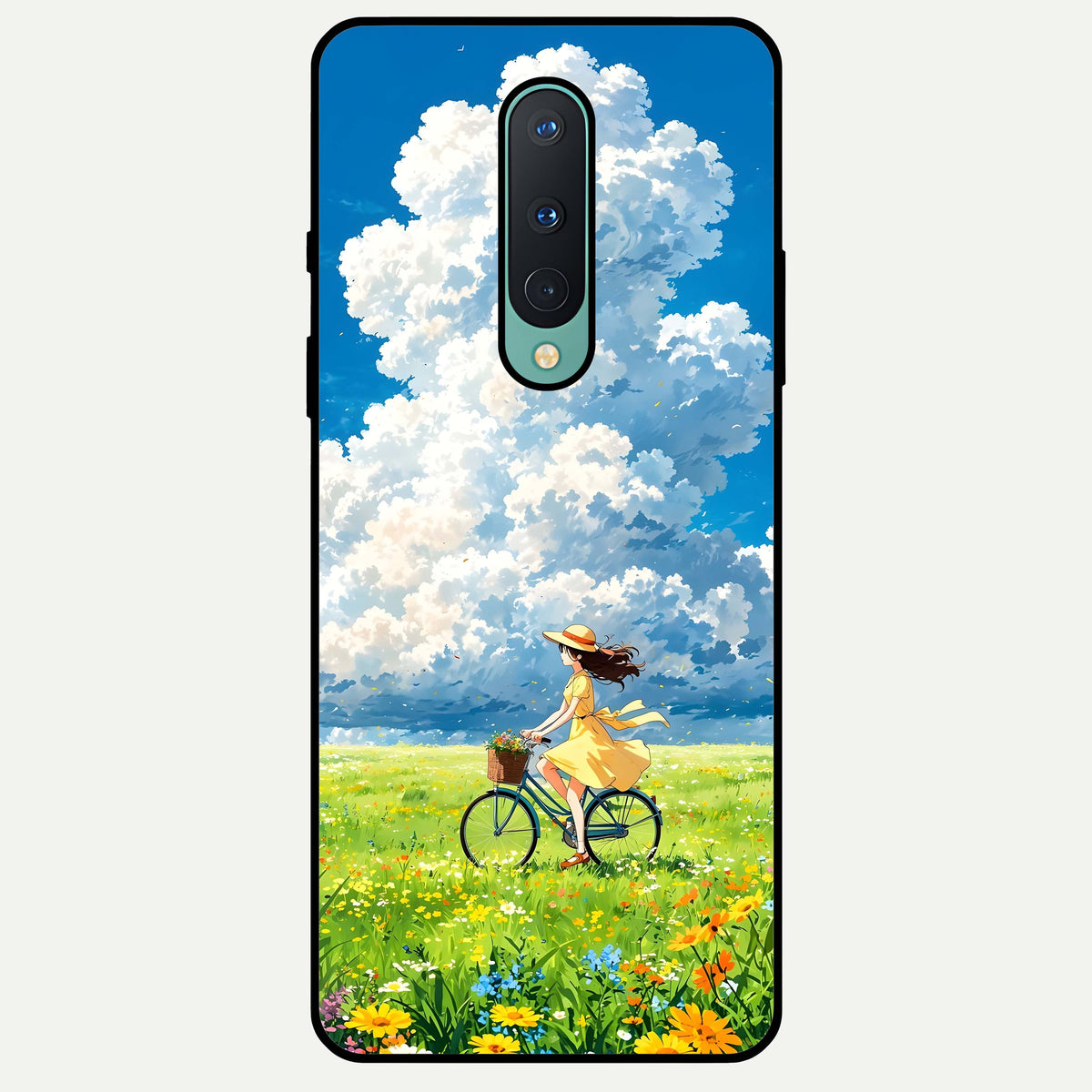  Breezy Meadow Ride Glass Case For OnePlus 8 back cover – full design glossy printed glass finish