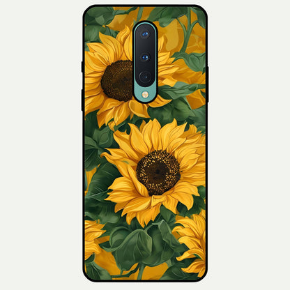  Bright Sunflower Bloom Glass Case For OnePlus 8 back cover – full design glossy printed glass finish