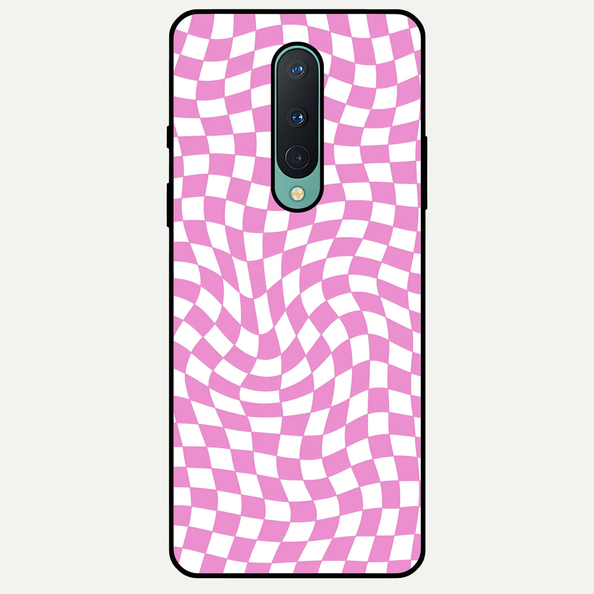  Bubblegum Check Wave Glass Case For OnePlus 8 back cover – full design glossy printed glass finish