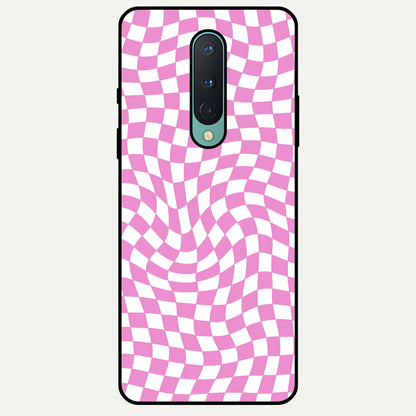  Bubblegum Check Wave Glass Case For OnePlus 8 back cover – full design glossy printed glass finish