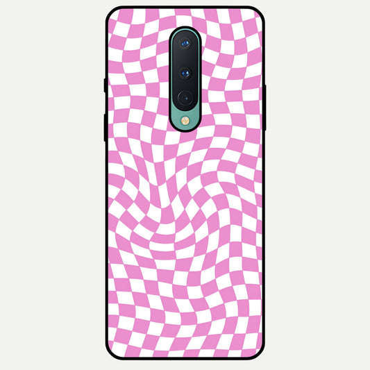  Bubblegum Check Wave Glass Case For OnePlus 8 back cover – full design glossy printed glass finish
