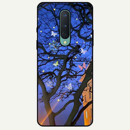  Butterfly Night Magic Glass Case For OnePlus 8 back cover – full design glossy printed glass finish