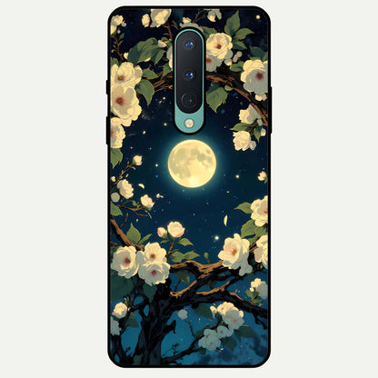  Celestial Moon And Flower Glass Case For OnePlus 8 back cover – full design glossy printed glass finish