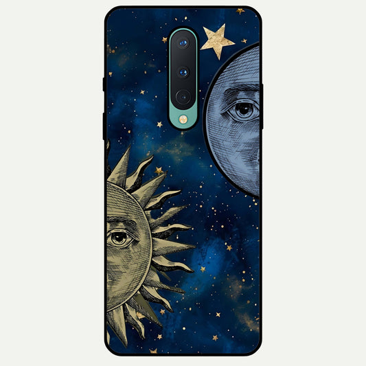  Celestial Moon With Sun Glass Case For OnePlus 8 back cover – full design glossy printed glass finish