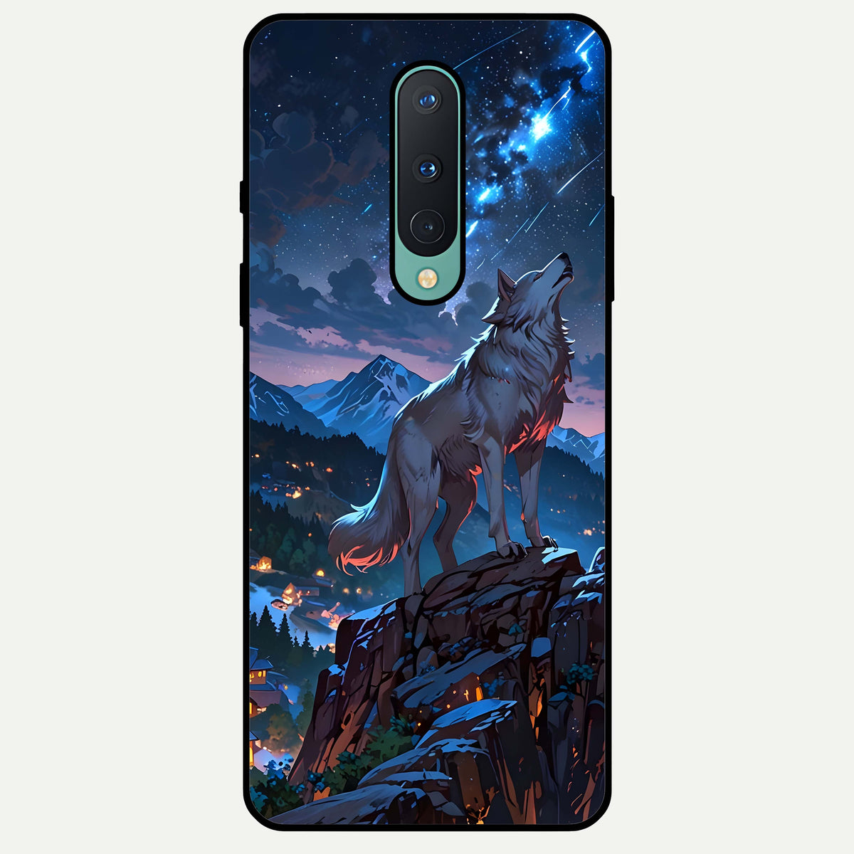  Celestial Wolf Howl Glass Case For OnePlus 8 back cover – full design glossy printed glass finish