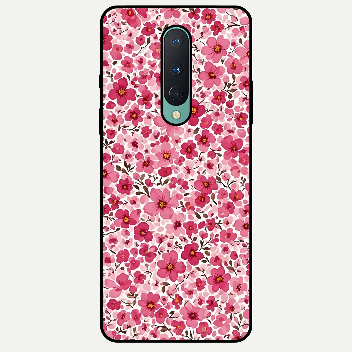  Cherry Blossom Charm Glass Case For OnePlus 8 back cover – full design glossy printed glass finish