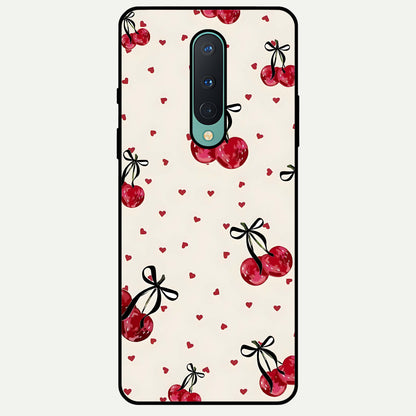  Cherry Heart Bow Glass Case For OnePlus 8 back cover – full design glossy printed glass finish