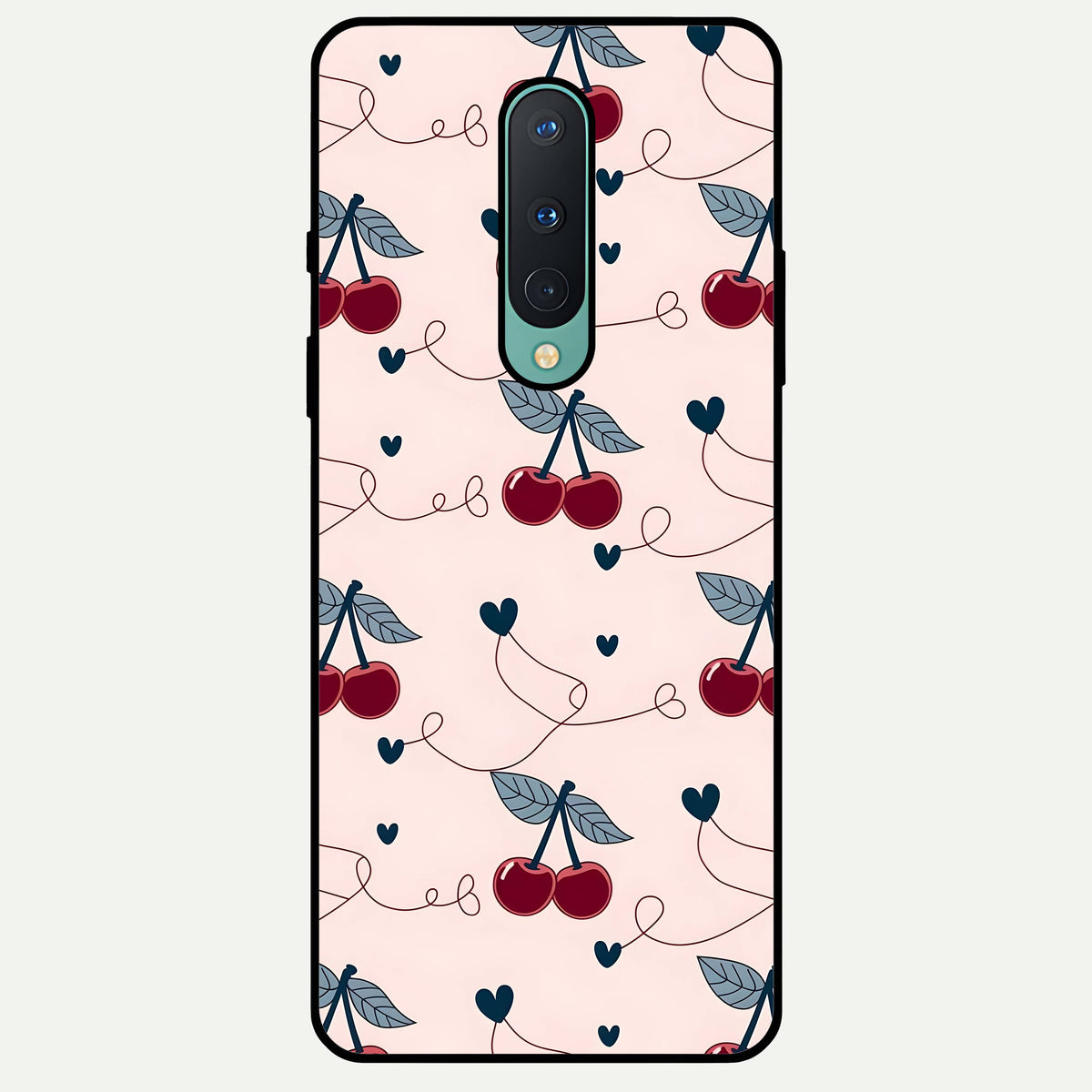  Cherry Heart Line Glass Case For OnePlus 8 back cover – full design glossy printed glass finish