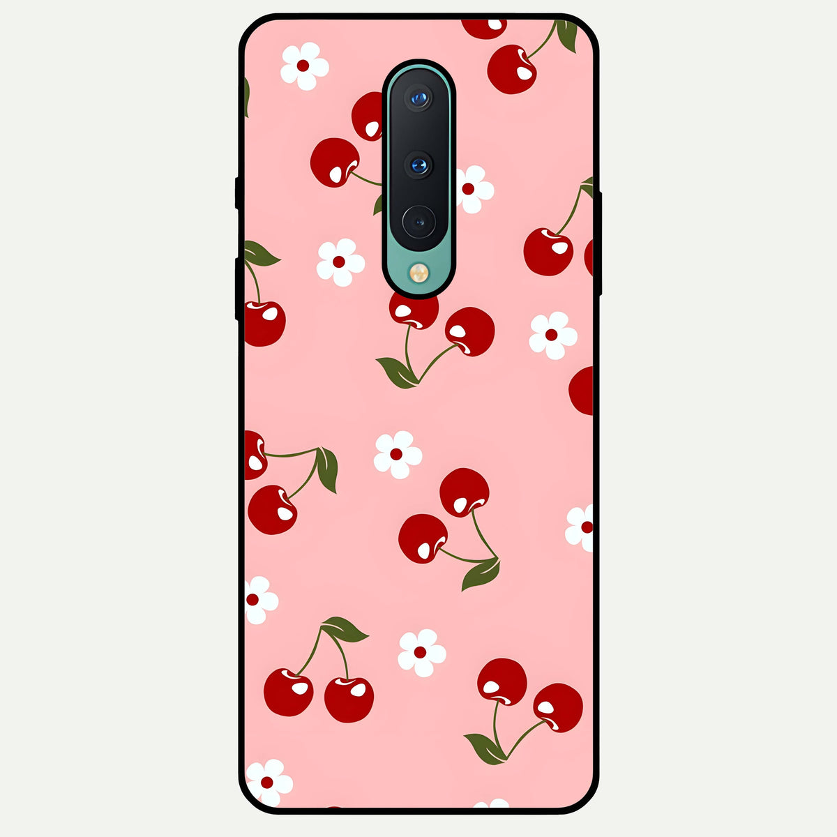  Cherry Love Mood Glass Case For OnePlus 8 back cover – full design glossy printed glass finish