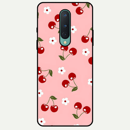 Cherry Love Mood Glass Case For OnePlus 8 back cover – full design glossy printed glass finish