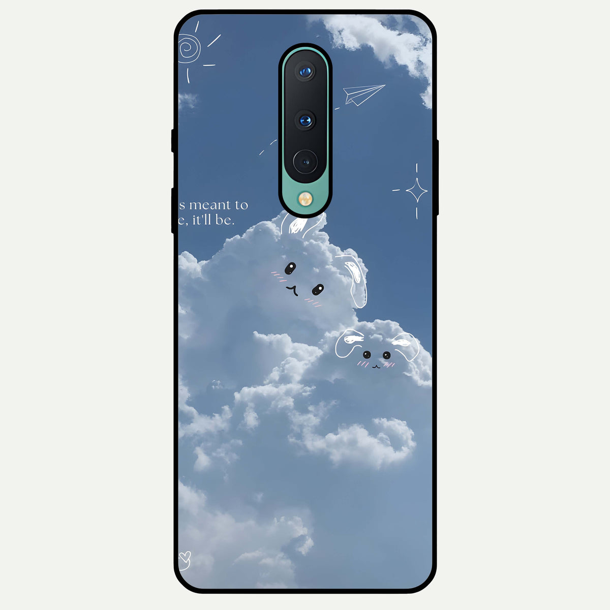  Cloud Bunny Dreams Glass Case For OnePlus 8 back cover – full design glossy printed glass finish