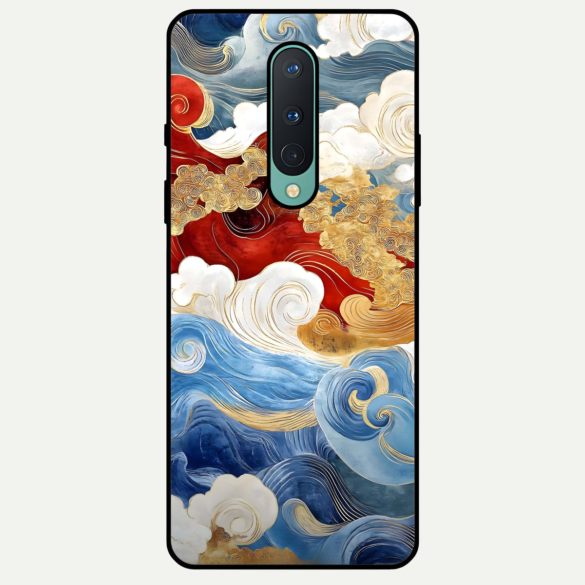  Colored Waves Glass Case For OnePlus 8 back cover – full design glossy printed glass finish