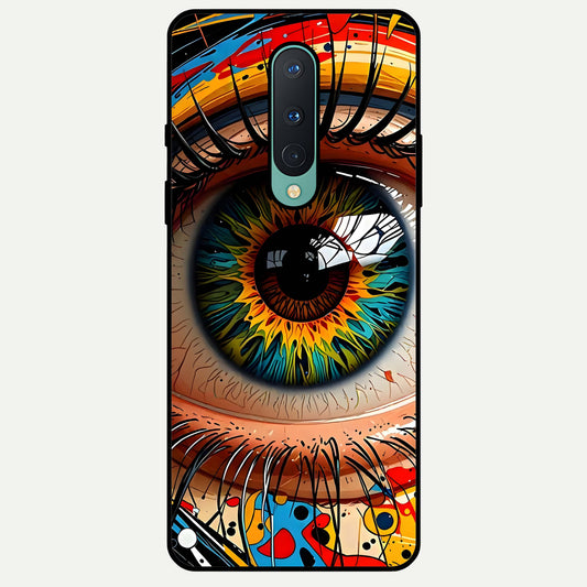  Colorful Eye Glass Case For OnePlus 8 back cover – full design glossy printed glass finish