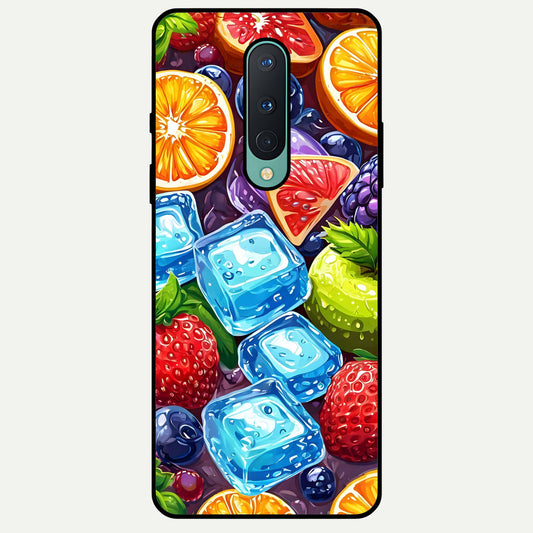  Colorful Fruits with Ice Glass Case For OnePlus 8 back cover – full design glossy printed glass finish