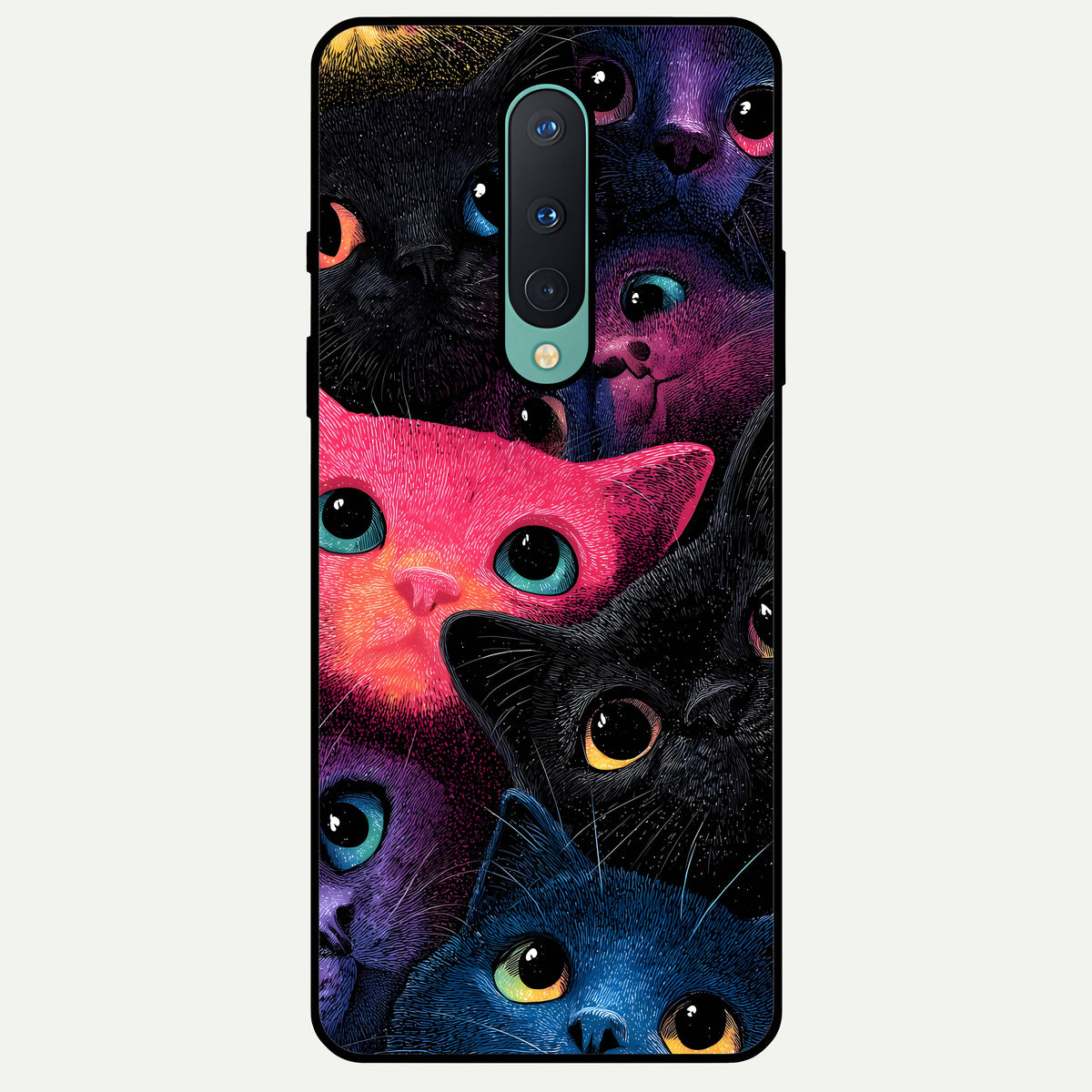  Cosmic Cats Dreams Glass Case For OnePlus 8 back cover – full design glossy printed glass finish
